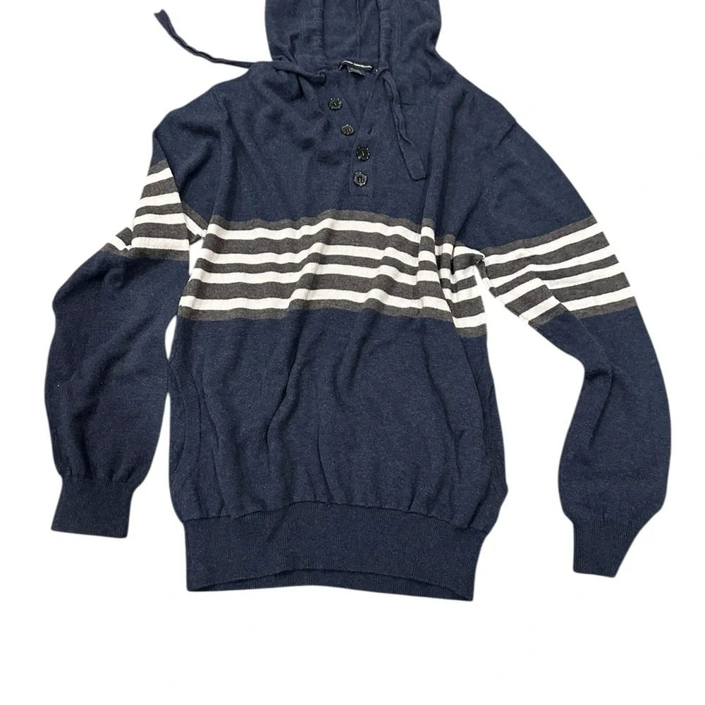 French Connections Navy Striped Hoodie lg